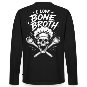 I Love Bone Broth Skull - Männer Premium Bio Langarmshirt - Schwarz - Hinten - Nico (187cm)