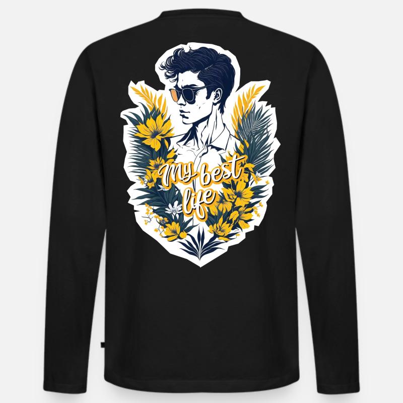 Mein bestes Leben - Männer Premium Bio Langarmshirt - Schwarz