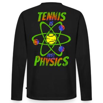 Tennis is just physic Back rainbow colors - Männer Premium Bio Langarmshirt - Schwarz - Hinten - Nico (187cm)