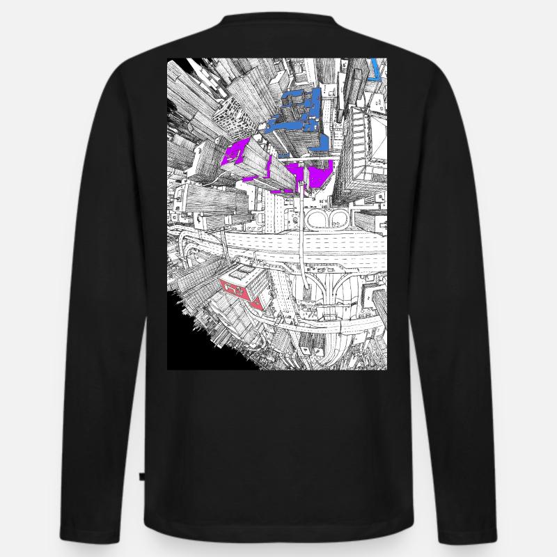 Fish Eye Skyscrapers - Männer Premium Bio Langarmshirt - Schwarz