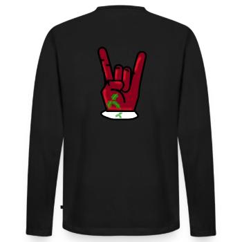 Christmas, Rock and Roll Hand, Xmas Metal Music - Men's Premium Organic Long Sleeve Shirt - black - Back - Nico (187cm)