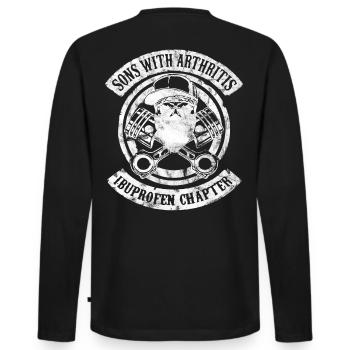 Sons with Arthritis weiß Retro Männer Sohn Biker - Männer Premium Bio Langarmshirt - Schwarz - Hinten - Nico (187cm)