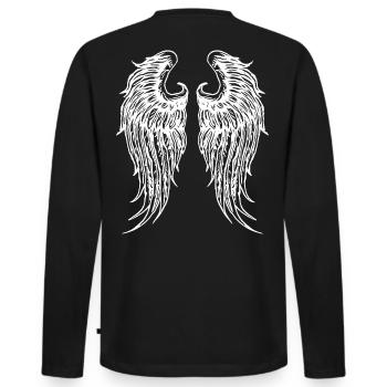 2 ailes renées aile ange ciel paradis ange ch - T-shirt manches longues Premium bio Homme - noir - Dos - Nico (187cm)