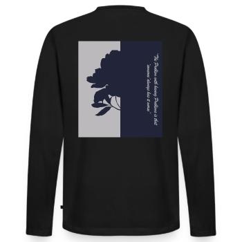 Flower Shadow Design - Männer Premium Bio Langarmshirt - Schwarz - Hinten - Nico (187cm)