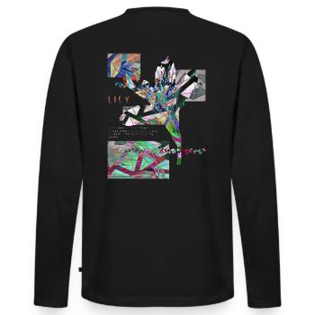 Abstract Lily - Men's Premium Organic Long Sleeve Shirt - black - Back - Nico (187cm)