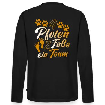 4 Pfoten 2 Füße Ein Team Hundeliebhaber Geschenk - Männer Premium Bio Langarmshirt - Schwarz - Hinten - Nico (187cm)