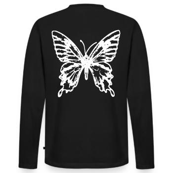 2reborn Butterfly papillon flying white - T-shirt manches longues Premium bio Homme - noir - Dos - Nico (187cm)