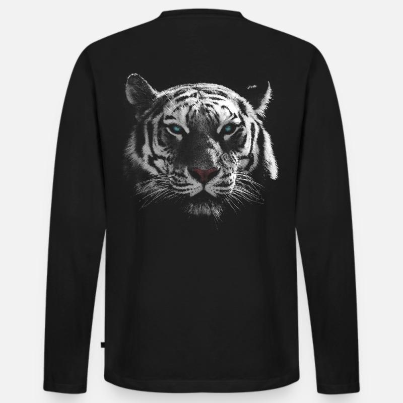 Weißer Tiger Tigerkopf - Männer Premium Bio Langarmshirt - Schwarz