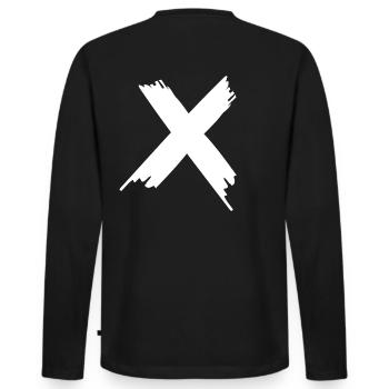 X - Men's Premium Organic Long Sleeve Shirt - black - Back - Nico (187cm)