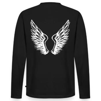 2reborn fluegel ange ange ailes ciel paradis ciel - T-shirt manches longues Premium bio Homme - noir - Dos - Nico (187cm)