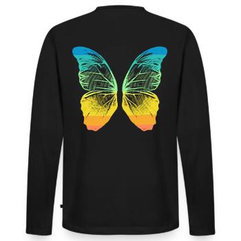 2reborn wings butterfly rainbow fluegel schmetterl - Männer Premium Bio Langarmshirt - Schwarz - Hinten - Nico (187cm)