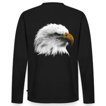 Adler Seeadler American Eagle - Männer Premium Bio Langarmshirt - Schwarz - Hinten - Nico (187cm)