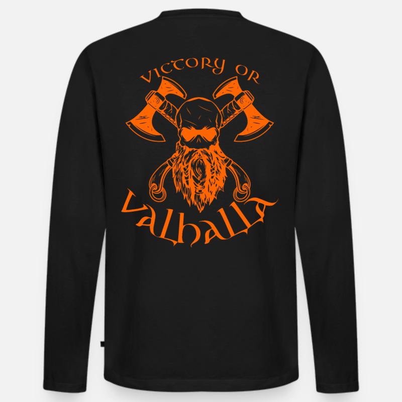 Victory or Valhalla - Männer Premium Bio Langarmshirt - Schwarz