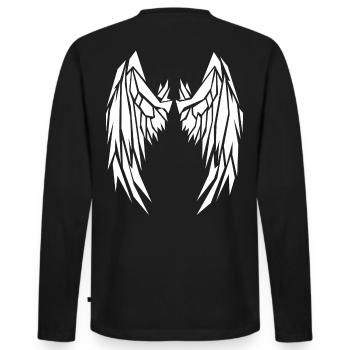 2reborn White Wings Angel Flügel Engelflügel 3 - Männer Premium Bio Langarmshirt - Schwarz - Hinten - Nico (187cm)