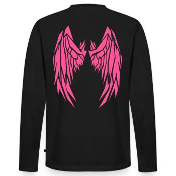 2reborn Rosarot Wings Angel Flügel Engelflügel 9 - Männer Premium Bio Langarmshirt - Schwarz - Hinten - Nico (187cm)