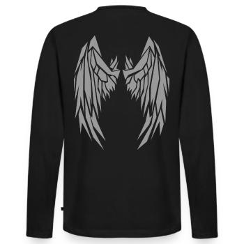 2reborn grau Wings Angel Flügel Engelflügel 5 - Männer Premium Bio Langarmshirt - Schwarz - Hinten - Nico (187cm)