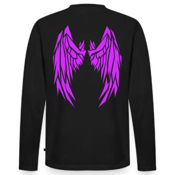 2reborn Violett Wings Angel Flügel Engelflügel 10 - Männer Premium Bio Langarmshirt - Schwarz - Hinten - Nico (187cm)