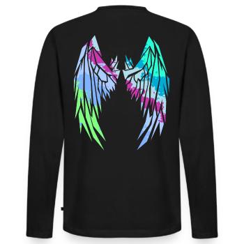 2reborn Wings Engelflügel modern art 6 - Männer Premium Bio Langarmshirt - Schwarz - Hinten - Nico (187cm)