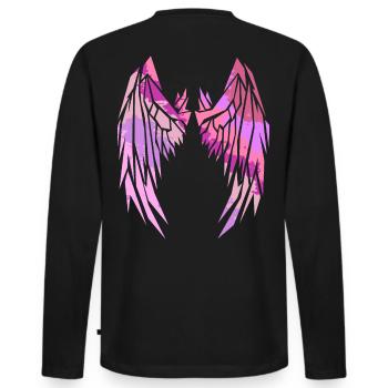 2reborn Wings Engelflügel modern art 10 - Männer Premium Bio Langarmshirt - Schwarz - Hinten - Nico (187cm)
