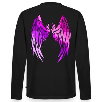 2reborn Wings Engelflügel modern art 14 - Männer Premium Bio Langarmshirt - Schwarz - Hinten - Nico (187cm)