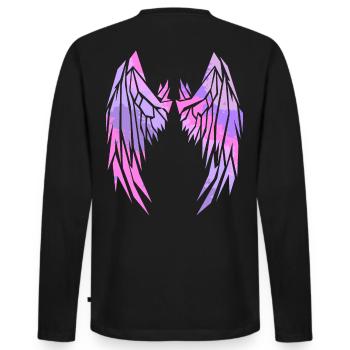 2reborn Wings Engelflügel modern art 4 - Männer Premium Bio Langarmshirt - Schwarz - Hinten - Nico (187cm)