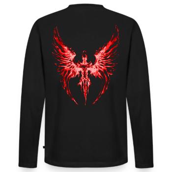 2reborn Angelwings Knight 01 2 - Männer Premium Bio Langarmshirt - Schwarz - Hinten - Nico (187cm)