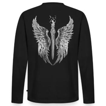 2reborn Wings Engel stab 4 - Männer Premium Bio Langarmshirt - Schwarz - Hinten - Nico (187cm)