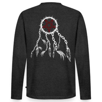 Pentagramm Alb-Traumfänger - Männer Premium Bio Langarmshirt - Anthrazit meliert - Hinten - Nico (187cm)