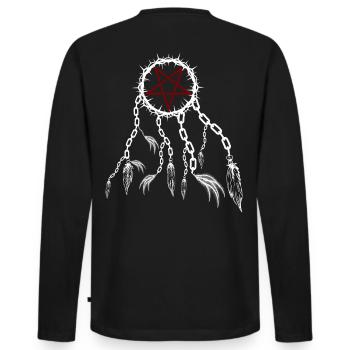 Pentagramm Alb-Traumfänger - Männer Premium Bio Langarmshirt - Schwarz - Hinten - Nico (187cm)
