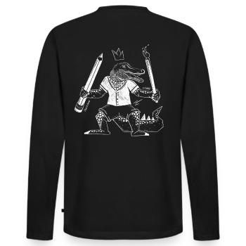 Creative crocodile with pen and brush - Men's Premium Organic Long Sleeve Shirt - black - Back - Nico (187cm)
