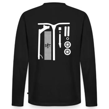 Custom 2 - Männer Premium Bio Langarmshirt - Schwarz - Hinten - Nico (187cm)