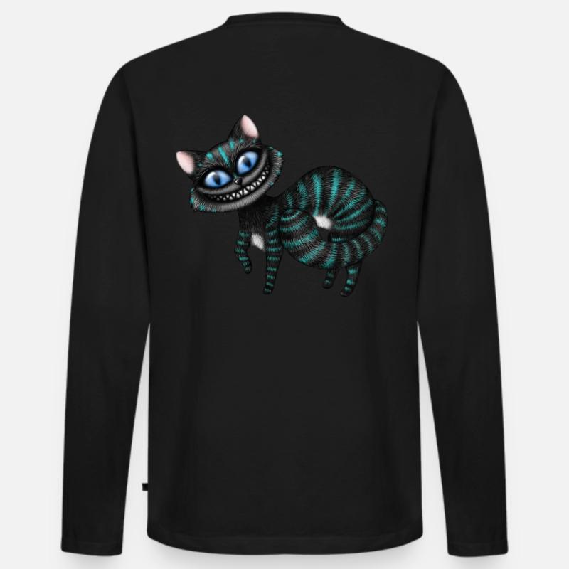 Blaue Cheshire Katze - Männer Premium Bio Langarmshirt - Schwarz