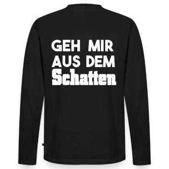 geh mir aus dem Schatten - Männer Premium Bio Langarmshirt - Schwarz - Hinten - Nico (187cm)