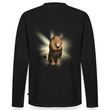Löwe sitzend - Männer Premium Bio Langarmshirt - Schwarz - Hinten - Nico (187cm)