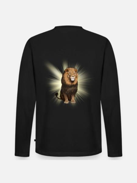 Löwe sitzend - Männer Premium Bio Langarmshirt - Schwarz
