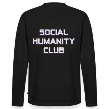 Social Humanity Club #2 - Männer Premium Bio Langarmshirt - Schwarz - Hinten - Nico (187cm)