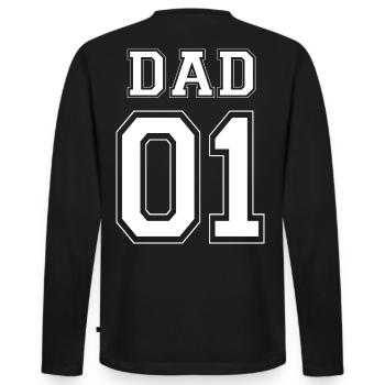 DAD 01 - White Edition - Men's Premium Organic Long Sleeve Shirt - black - Back - Nico (187cm)