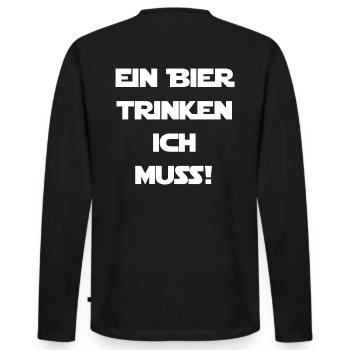 Liebe Zu Bier, ein Bier trinken ich muss JODA weiß - Männer Premium Bio Langarmshirt - Schwarz - Hinten - Nico (187cm)
