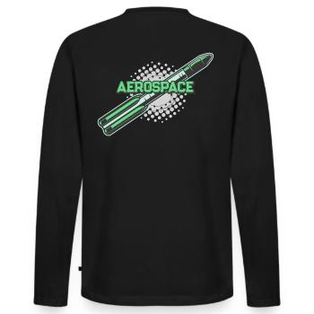 Rakete Vintage Raumfahrt - Männer Premium Bio Langarmshirt - Schwarz - Hinten - Nico (187cm)
