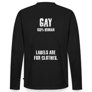 Homosexuell, Schwul, Lesbisch, Gay, Toleranz, Csd - Männer Premium Bio Langarmshirt - Schwarz - Hinten - Nico (187cm)