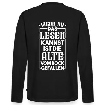 Si vous pouvez lire / Moto,Biker,Drôle - T-shirt manches longues Premium bio Homme - noir - Dos - Nico (187cm)