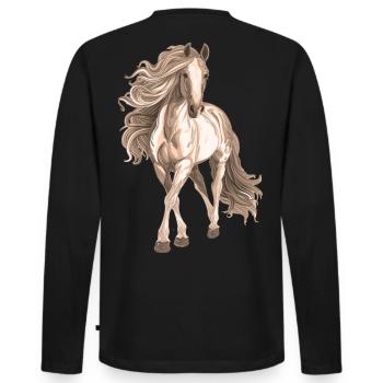 Motif cheval - T-shirt manches longues Premium bio Homme - noir - Dos - Nico (187cm)