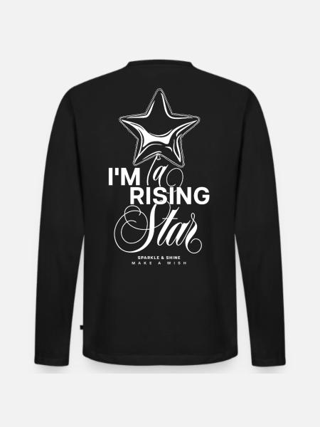 Humor Shirt mit Stern Luftballon - Männer Premium Bio Langarmshirt - Schwarz