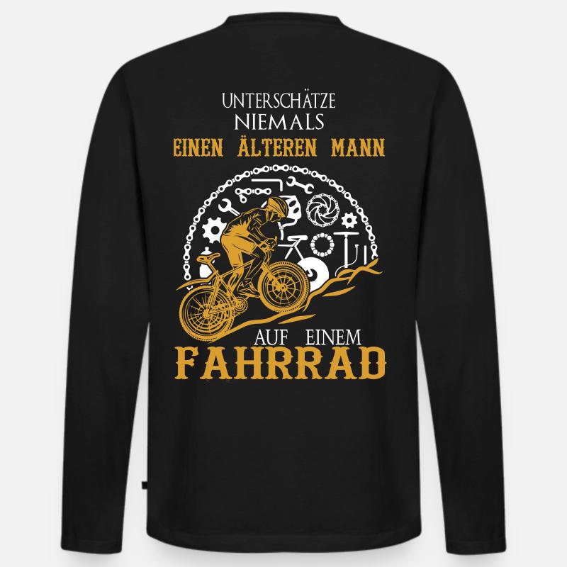 Alter Mann Fahrrad - Männer Premium Bio Langarmshirt - Schwarz