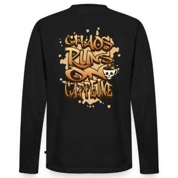 Le chaos fonctionne grâce à la caféine - Caffeine Junkies Skull - T-shirt manches longues Premium bio Homme - noir - Dos - Nico (187cm)