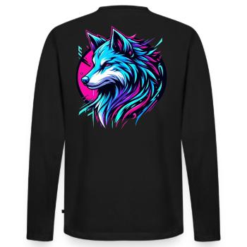 Dreamy Wolf Retro Design - Men's Premium Organic Long Sleeve Shirt - black - Back - Nico (187cm)