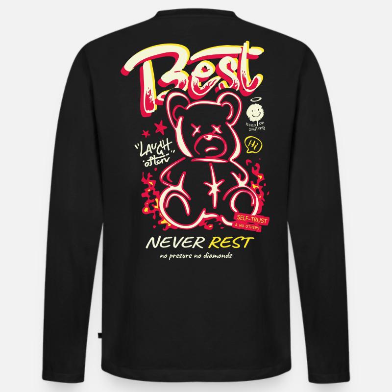 Best Never Rest Neon Teddy - Männer Premium Bio Langarmshirt - Schwarz