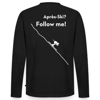 Après-ski ? Suivez-moi! Révélation de la fête de ski - T-shirt manches longues Premium bio Homme - noir - Dos - Nico (187cm)