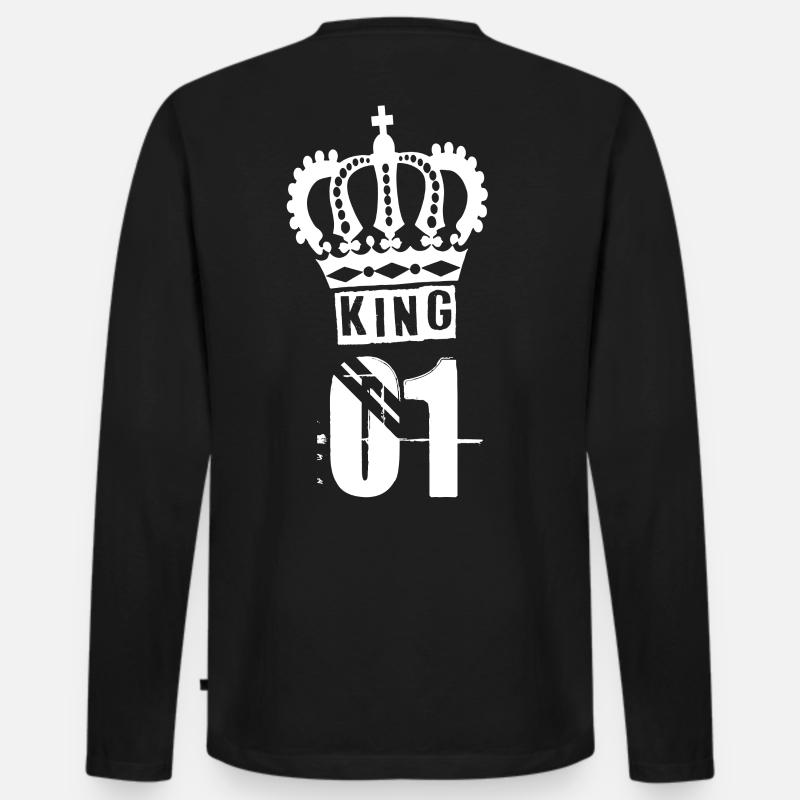 KING - Männer Premium Bio Langarmshirt - Schwarz