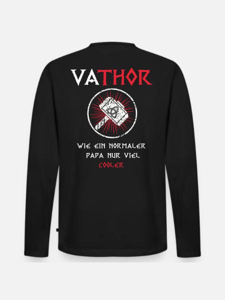Fathor Vathor Vater Thor Hammer Vatertag Geschenk - Männer Premium Bio Langarmshirt - Schwarz